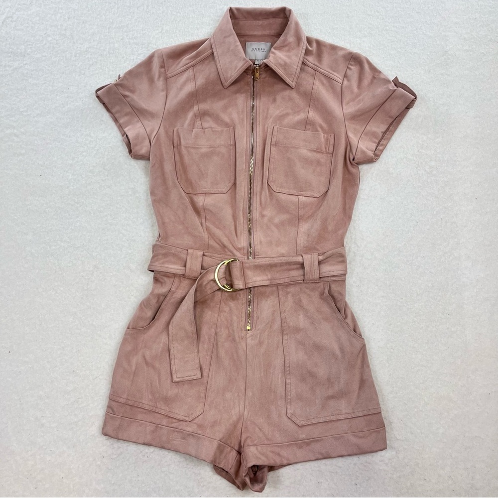 Guess Pink Faux Suede Romper Size Small